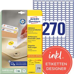 Herkleefbare etiketten avery zweckform wit