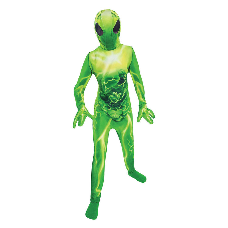 Kinderkostuum alien groen, 4-6 jaar