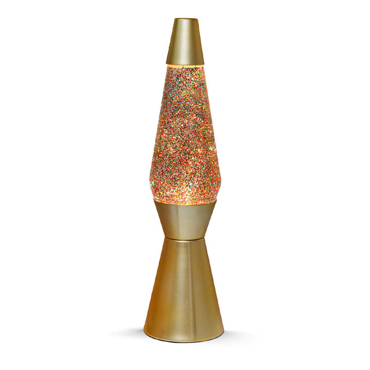 I-total lavalamp - lava lamp - sfeerlamp - 40x11 cm - glas aluminium - 30w - glitter - goud - xl1770