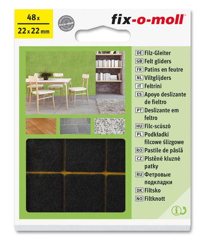 Fix-o-moll viltglijder 22x22mm 48 stuks bruin