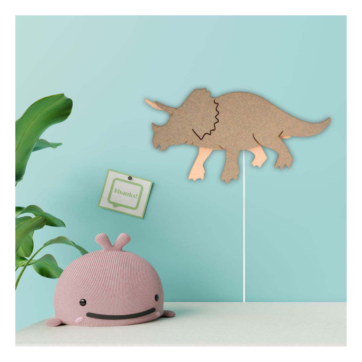 Van tjalle en jasper - dino wandlamp triceratops - hout