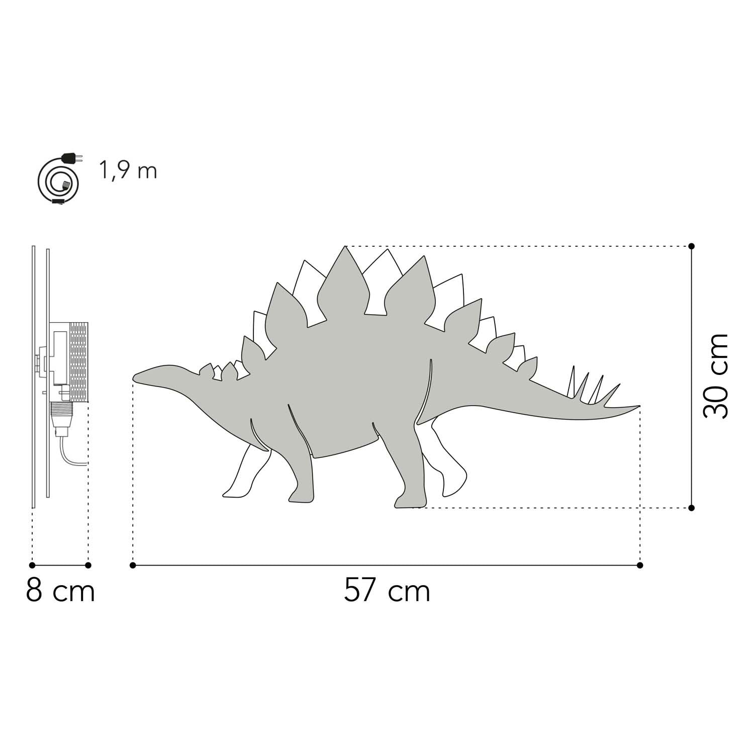 Van tjalle en jasper - dino wandlamp stegosaurus - hout