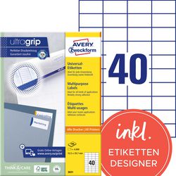 Multifunctionele etiketten avery quickpeel 4000 stuks wit