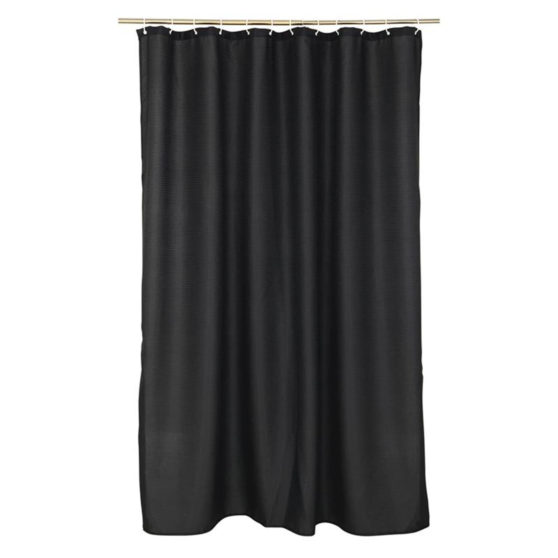 Wicotex douchegordijn jacquard textiel 100% polyester 180x200cm zwart kompleet met ophangringen