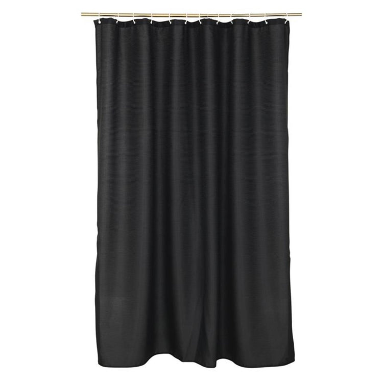 Wicotex douchegordijn jacquard textiel 100% polyester 180x200cm zwart kompleet met ophangringen