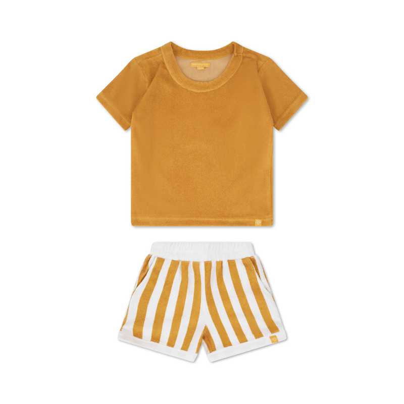 Flow | geel wit jongens set strand – terry