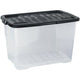 Opbergdoos curve xw203-clr blk-ex 65l transparant, zwart