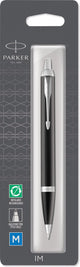 Parker im balpen | zwart lak met chromen afwerking | medium punt blauwe inkt