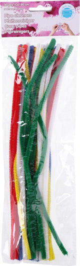 Craft chenille draad 30cm - 30 stuks - flexibel en makkelijk te vormen - geschikt voor knutselprojecten - kinderen en volwassenen - 5 kleuren - rood, groen, geel, blauw, wit - afbeelding 1