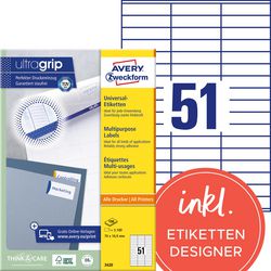 Multifunctionele etiketten avery quickpeel 5100 stuks wit