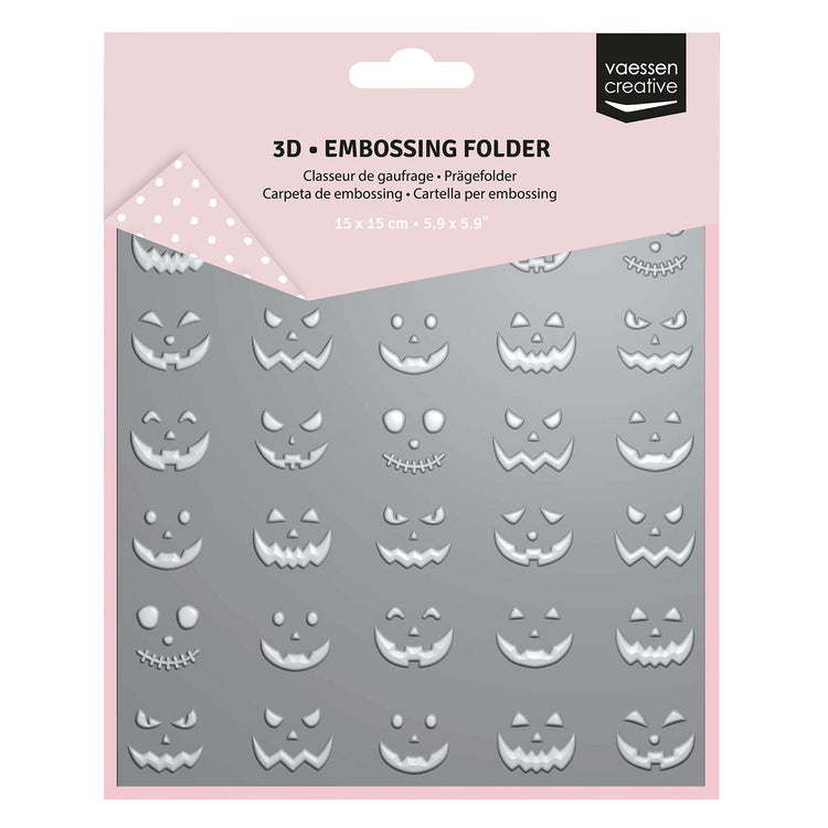 Vaessen creative • embossing folder pompoengezichtjes 15x15cm 1st.