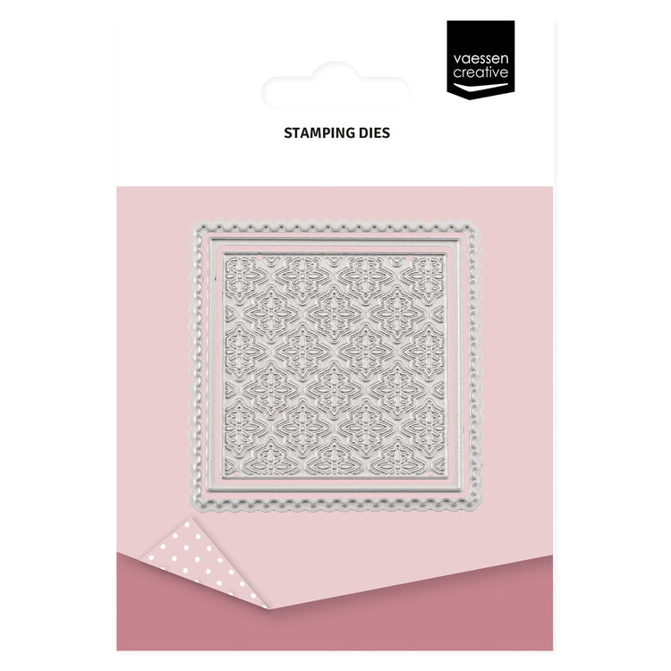 Vaessen creative • stamp die papieren zegel vierkant 5,4x5,4cm 3st.