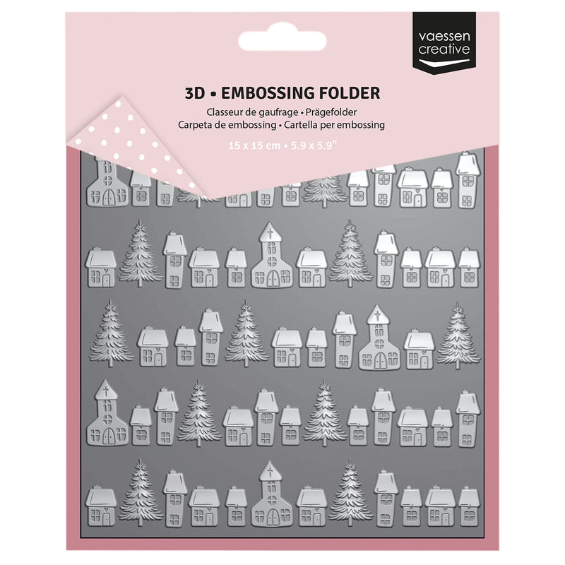 Vaessen creative • 3d embossing folder kerstdorp 15x15cm