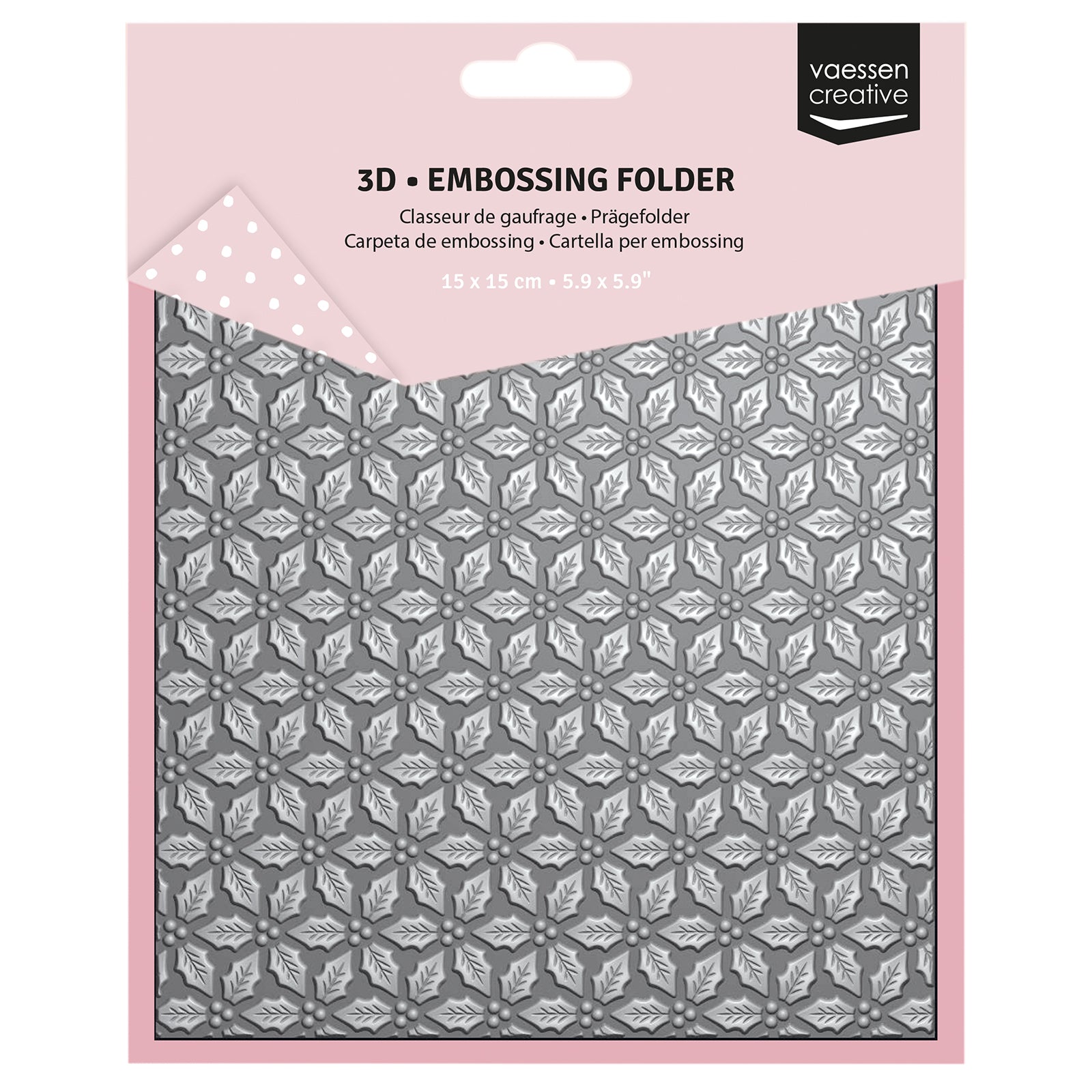 Vaessen creative • 3d embossing folder hulstbladeren 15x15cm