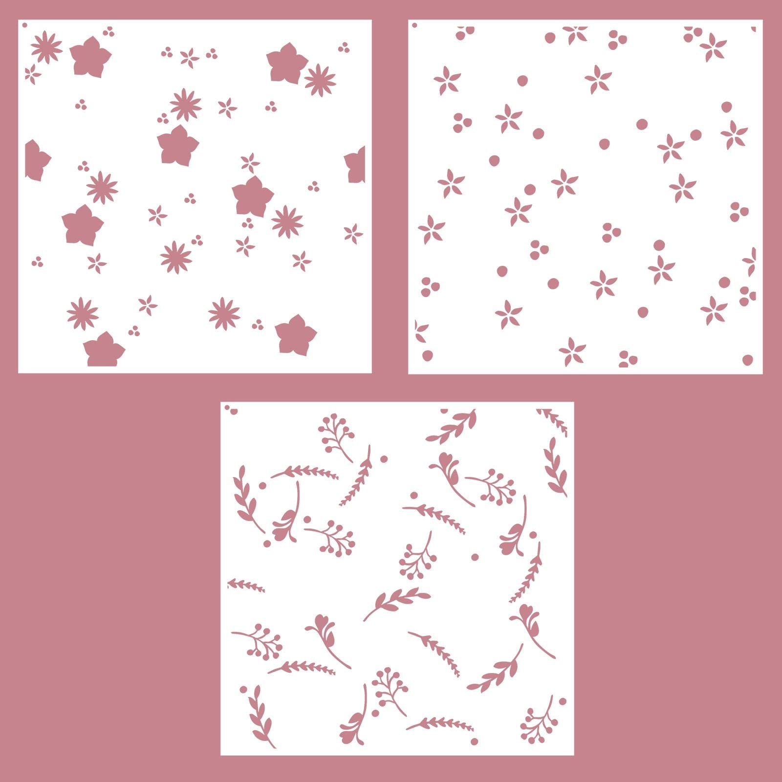 Vaessen creative • gelaagde sjablonen bloemen sterren 15x15cm 3st.