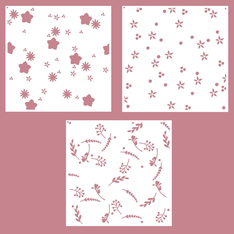 Vaessen creative • gelaagde sjablonen bloemen sterren 15x15cm 3st.