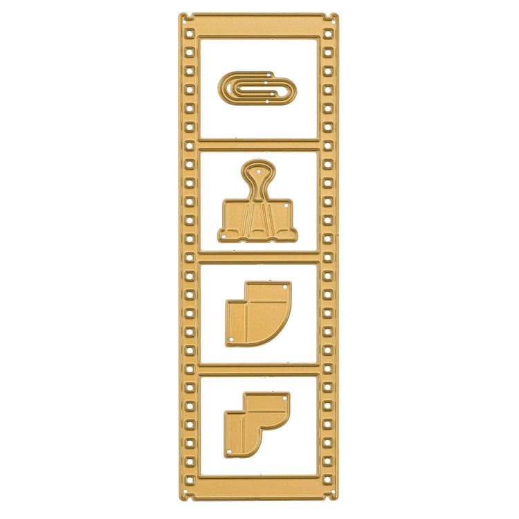 Vaessen creative • mini snij- en embossingmallen vintage filmstrip 5st.