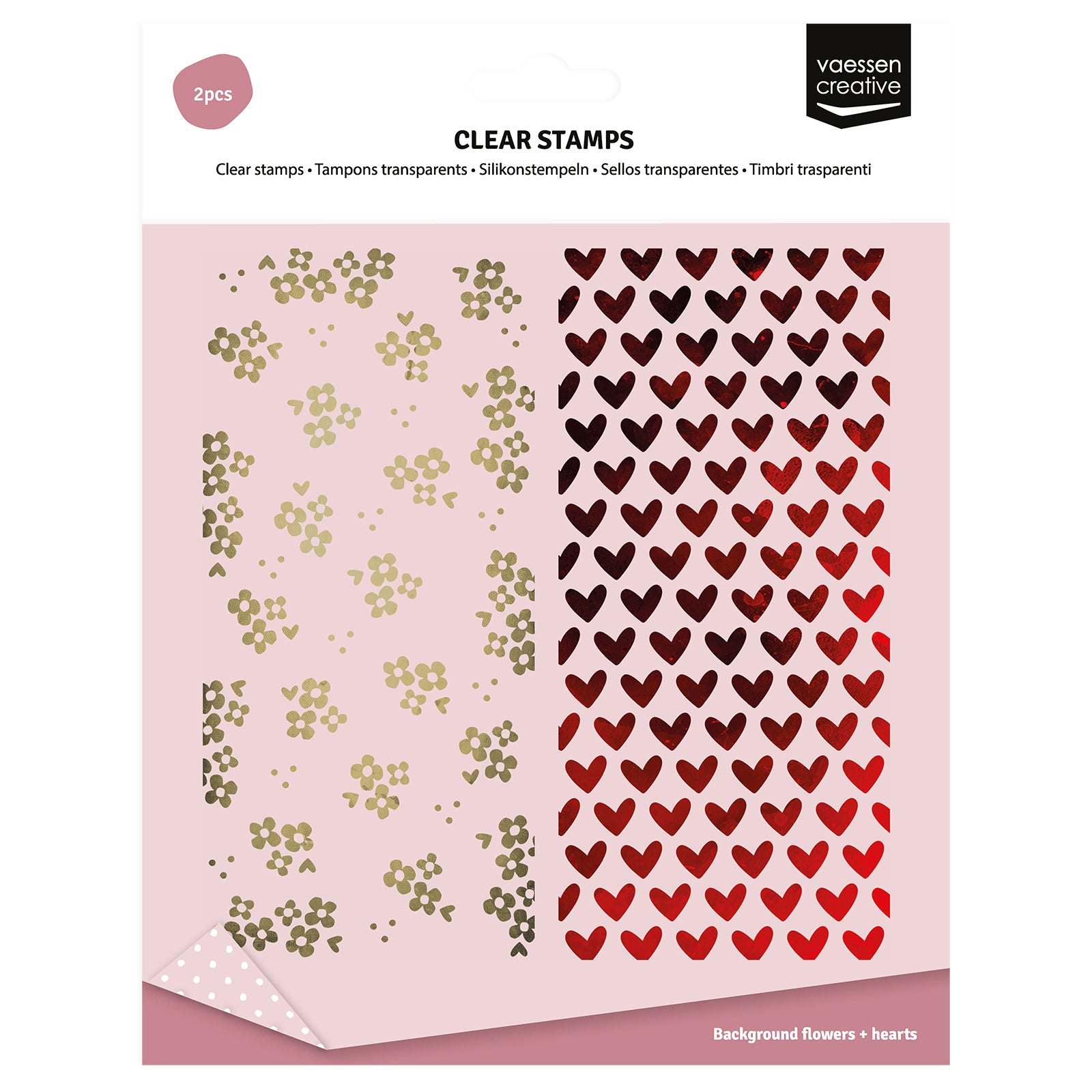 Vaessen creative • clear stamps achtergrond hartjes bloemetjes 2st.