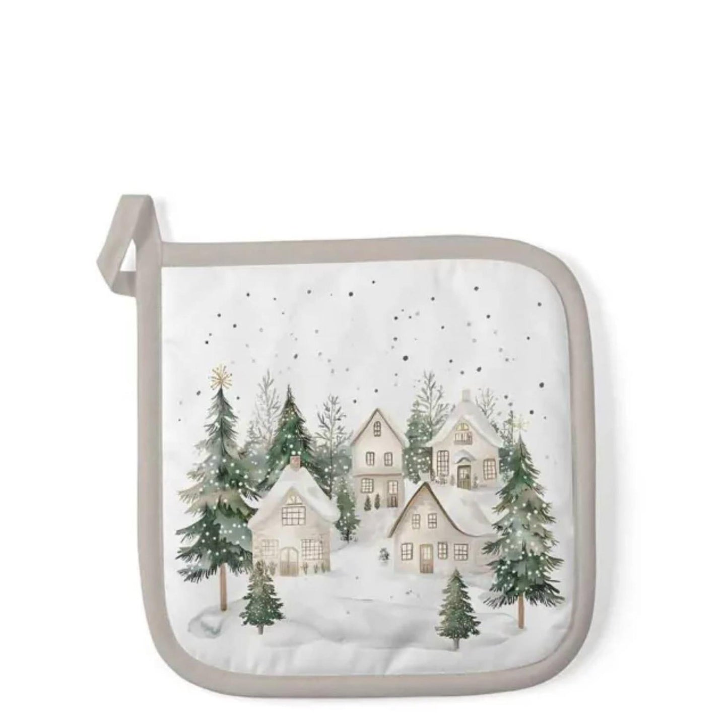 Ambiente pannenlap snowy houses 20x20cm katoen