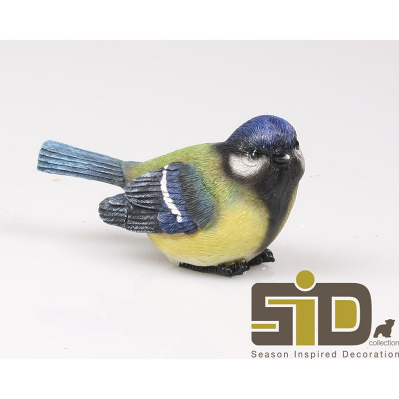 Season inspired decoration beeld vogel koolmeesje 12x5x6.5