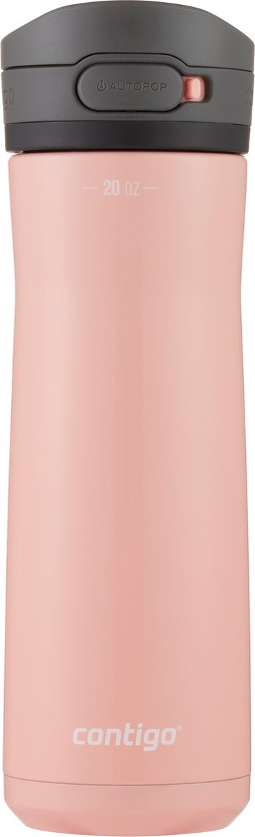 Contigo jackson chill drinks bottle, large bpa-free stainless steel water bottle, 100 % leakproof, keeps drinks cool for up to 24 hours; insulated bottle for sports, cycling, jogging, hiking, 590 ml | pink lemonade
