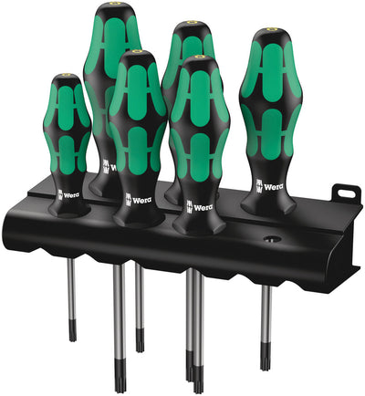 Wera 367 6 torx hf-schroevendraaierset kraftform plus + rek (zwart groen, 6‑delig)