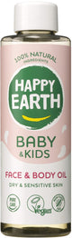 Happy earth gezicht en lichaam olie baby kids - 100% natuurlijke ingrediënten - microplasticvrij - babyverzorging – met plantaardige huidverzachter – geschikt voor pasgeborenen – 150ml