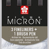 Sakura pigma micron fineliner set | 4 maten, koelgrijs