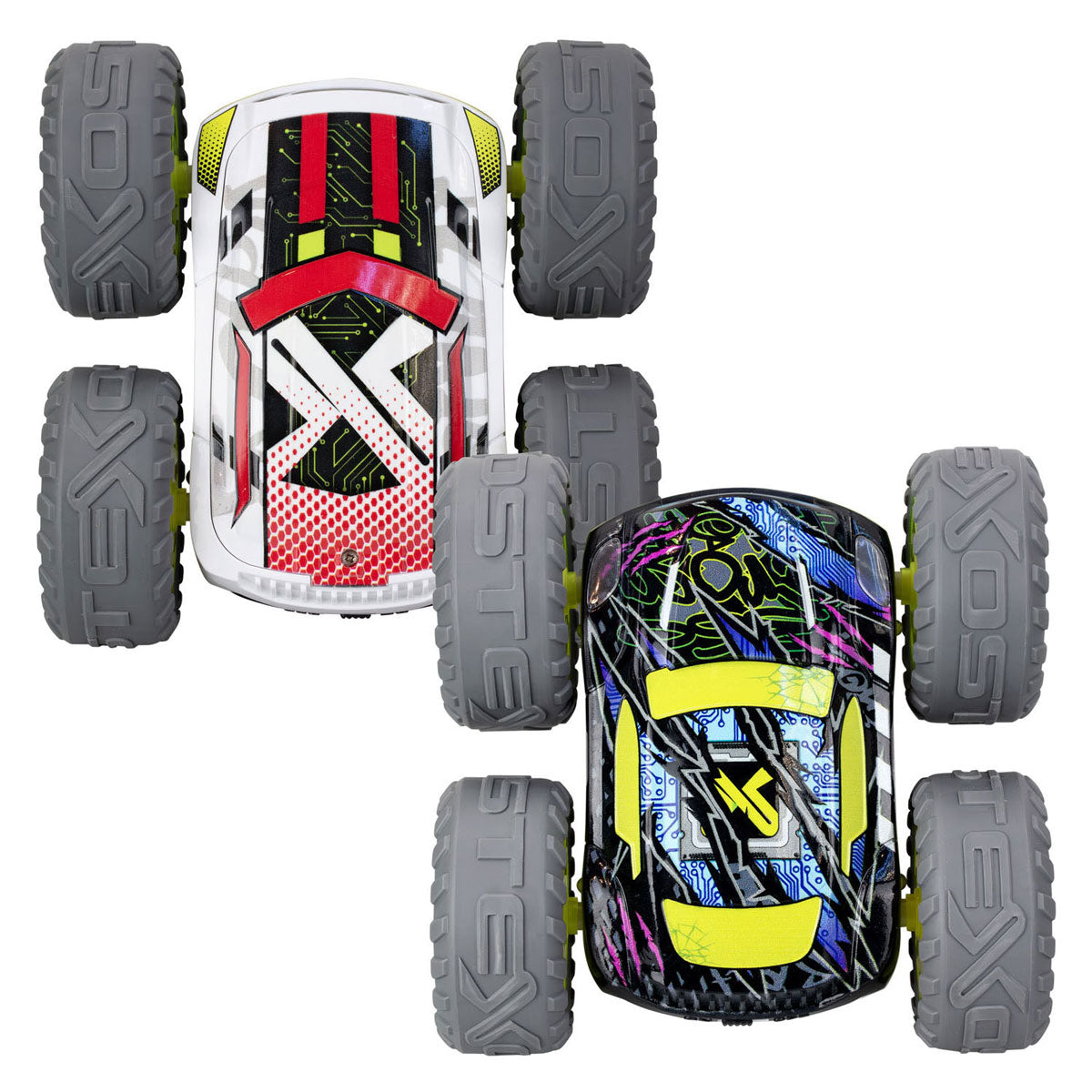 Exost rc 360 cross flash stuntauto groen 1:18 - flashing wheels - incl. oplaadbare batterij - rc auto