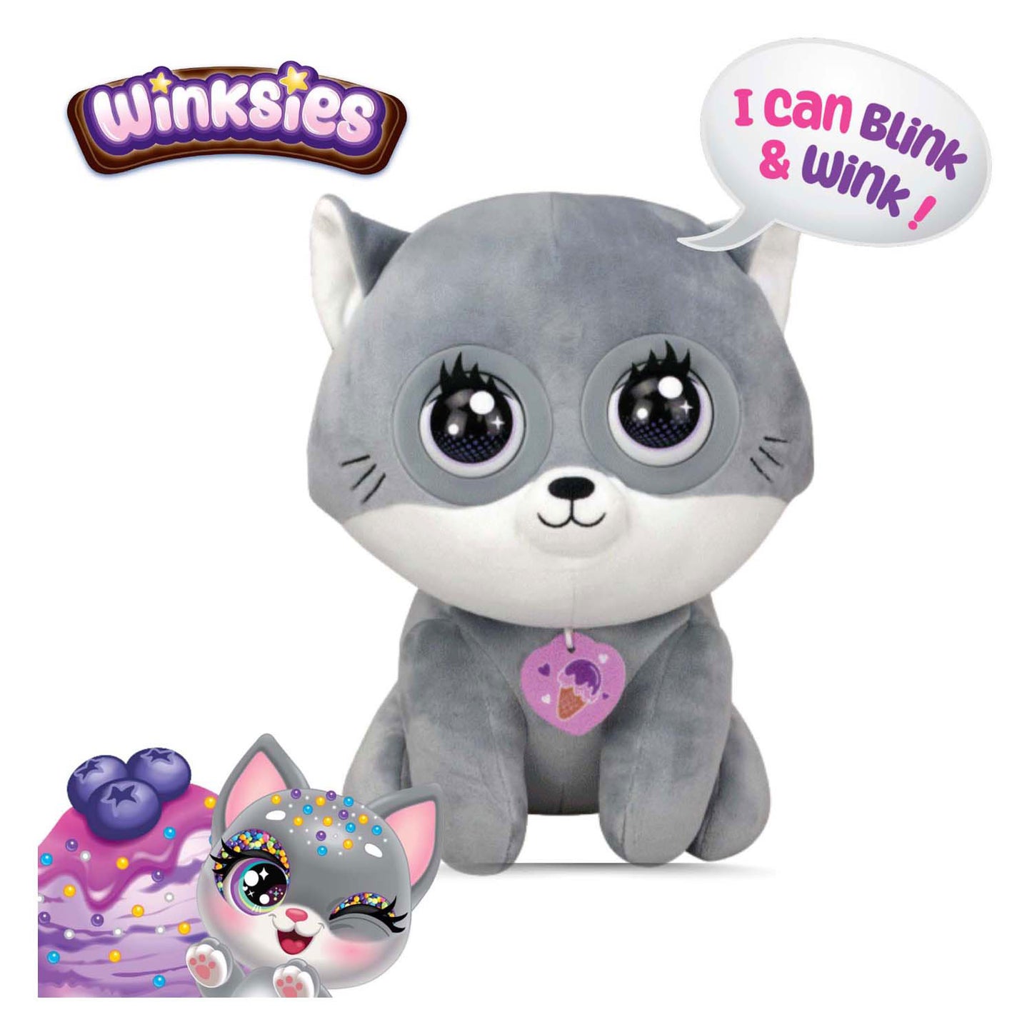 Silverlit winksies blueberry kitten - interactieve knuffel in een ijsbeker
