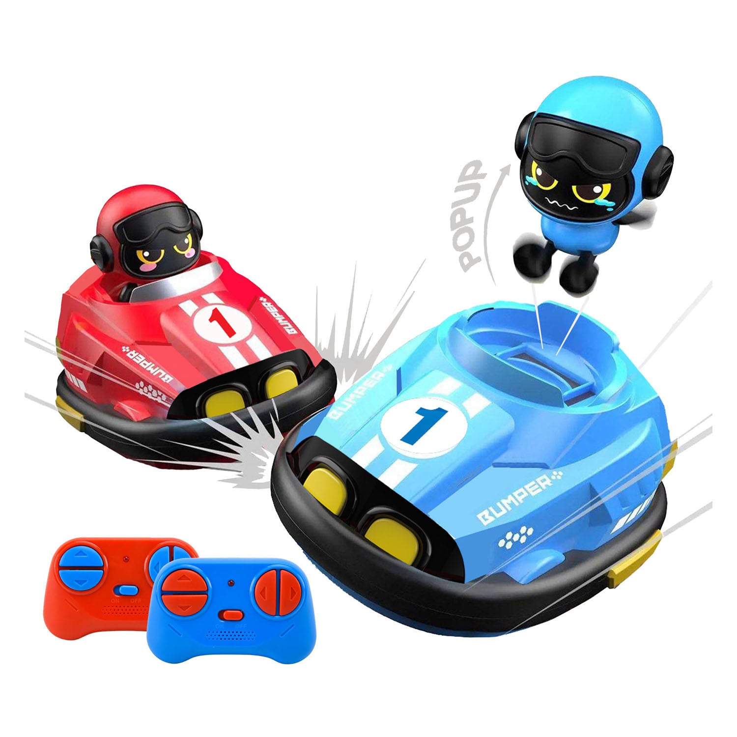 Gear2play rc crazy bumper cars duoset - bestuurbare bumpercars - ga een botsduel aan!