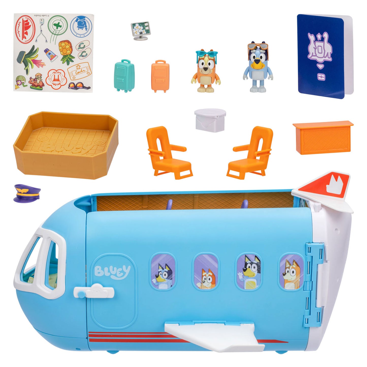 Moose toys bluey 3in1 vliegtuig met 2 speelfiguren