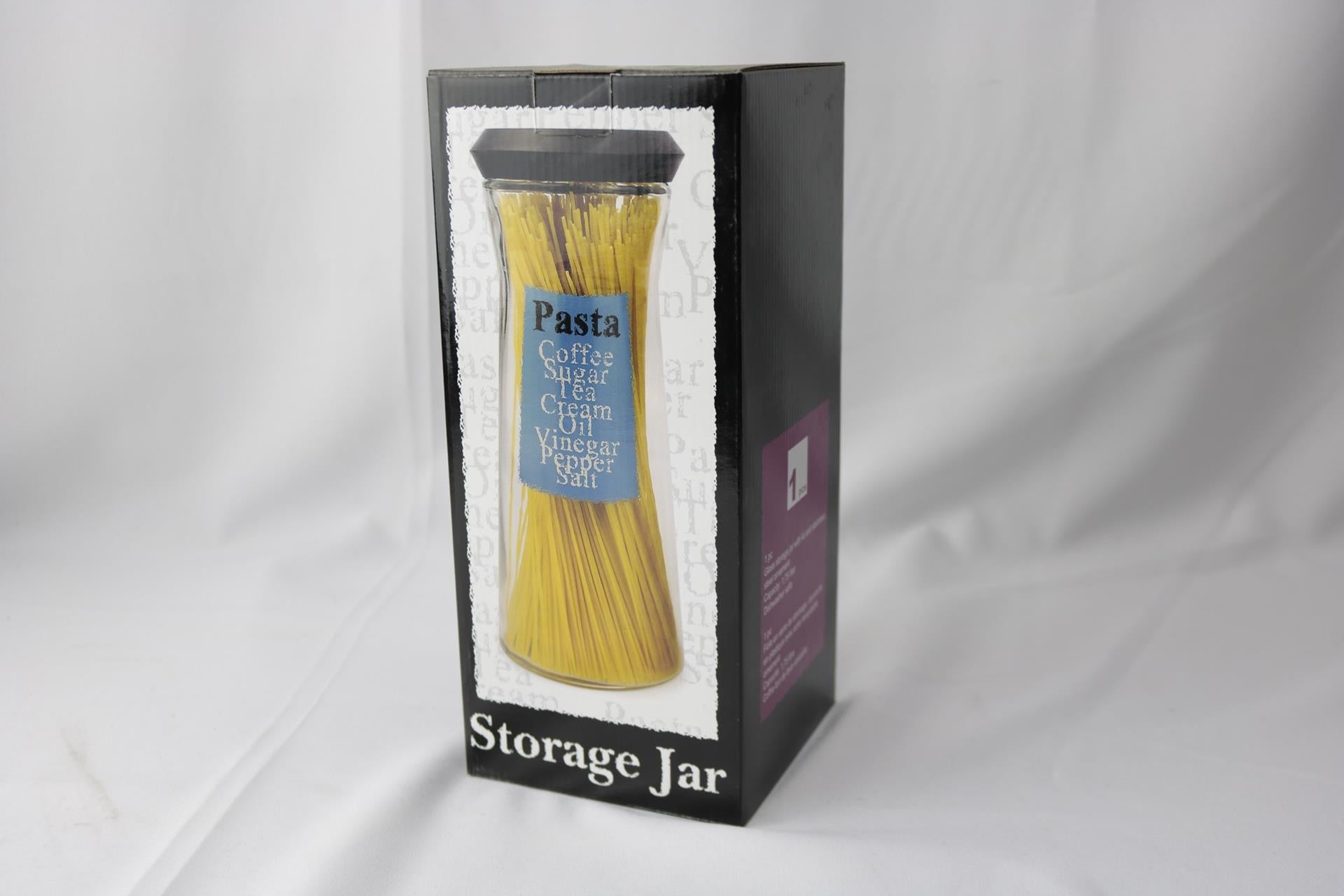 Voorraadpot met tekst pasta