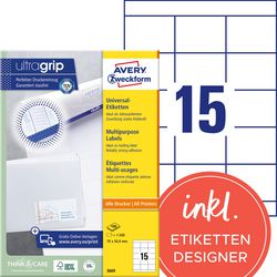 Multifunctionele etiketten avery quickpeel 1500 stuks