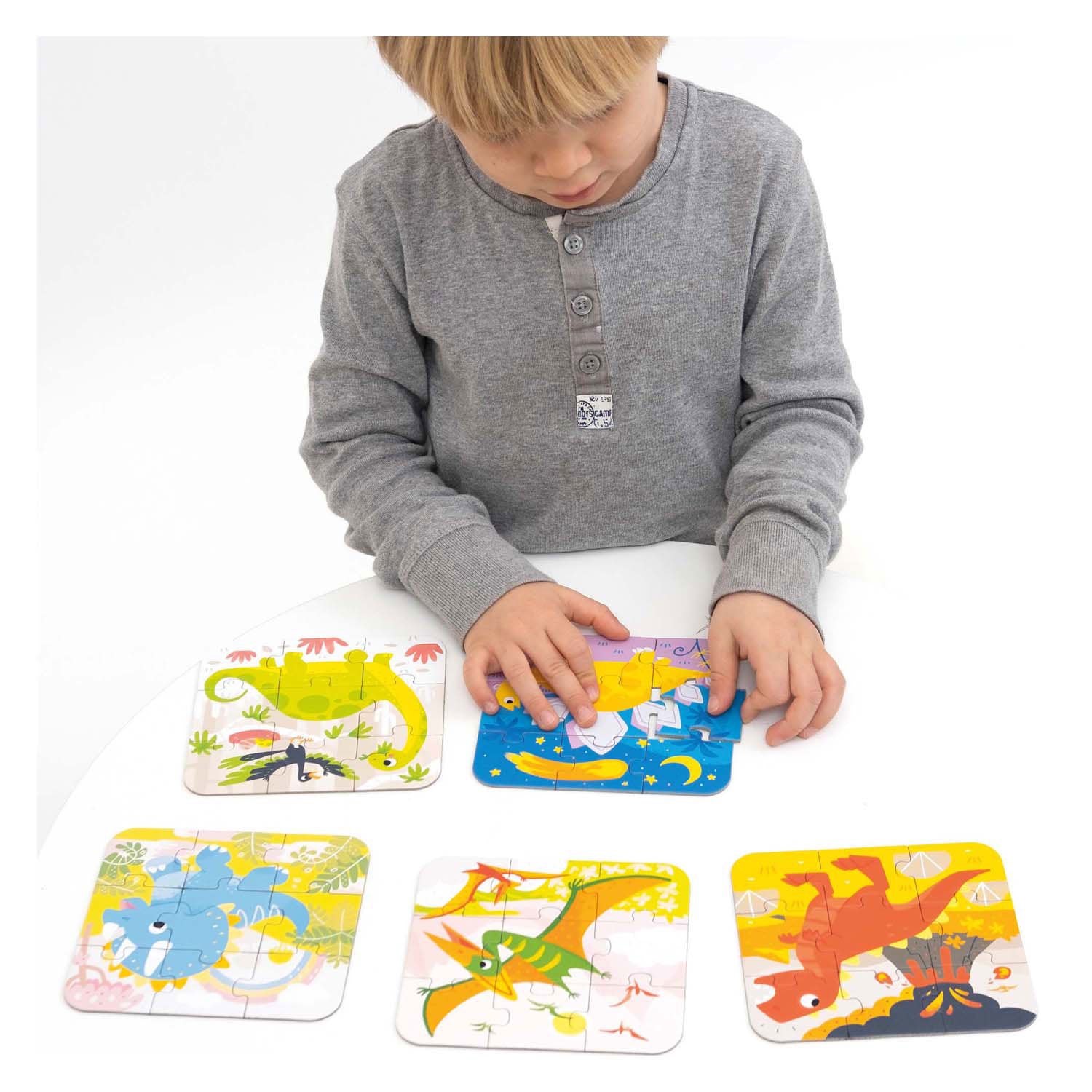 Banana panda on-the-go puzzel dinosaurussen 3+ - vijf puzzels van 9 stukjes - leuk dino puzzel speelgoed.