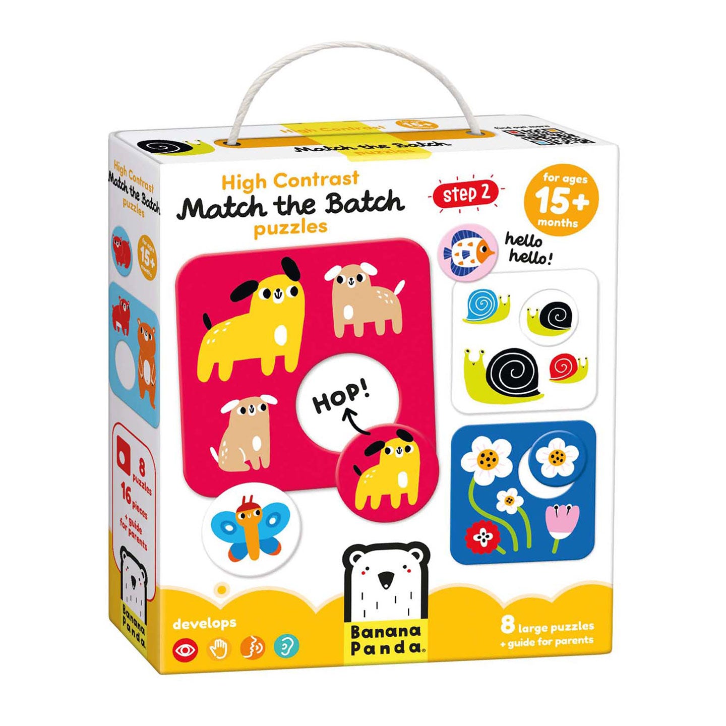 Banana panda - hoog contrast puzzel zoek dezelfde - 8dlg.