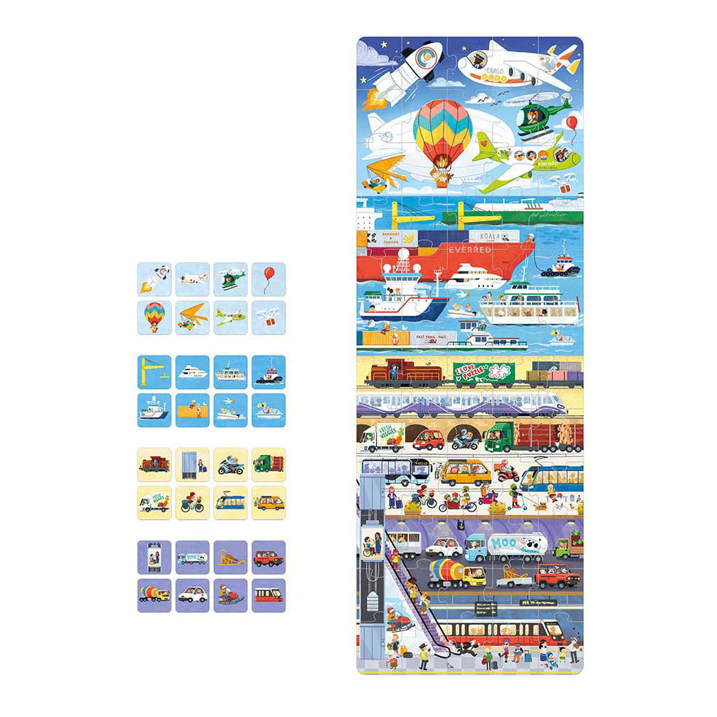 Banana panda puzzel transport educatief speelgoed voertuigen 60 stukjes.