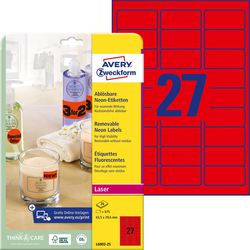 Multifunctionele etiketten avery rood 675 stuks