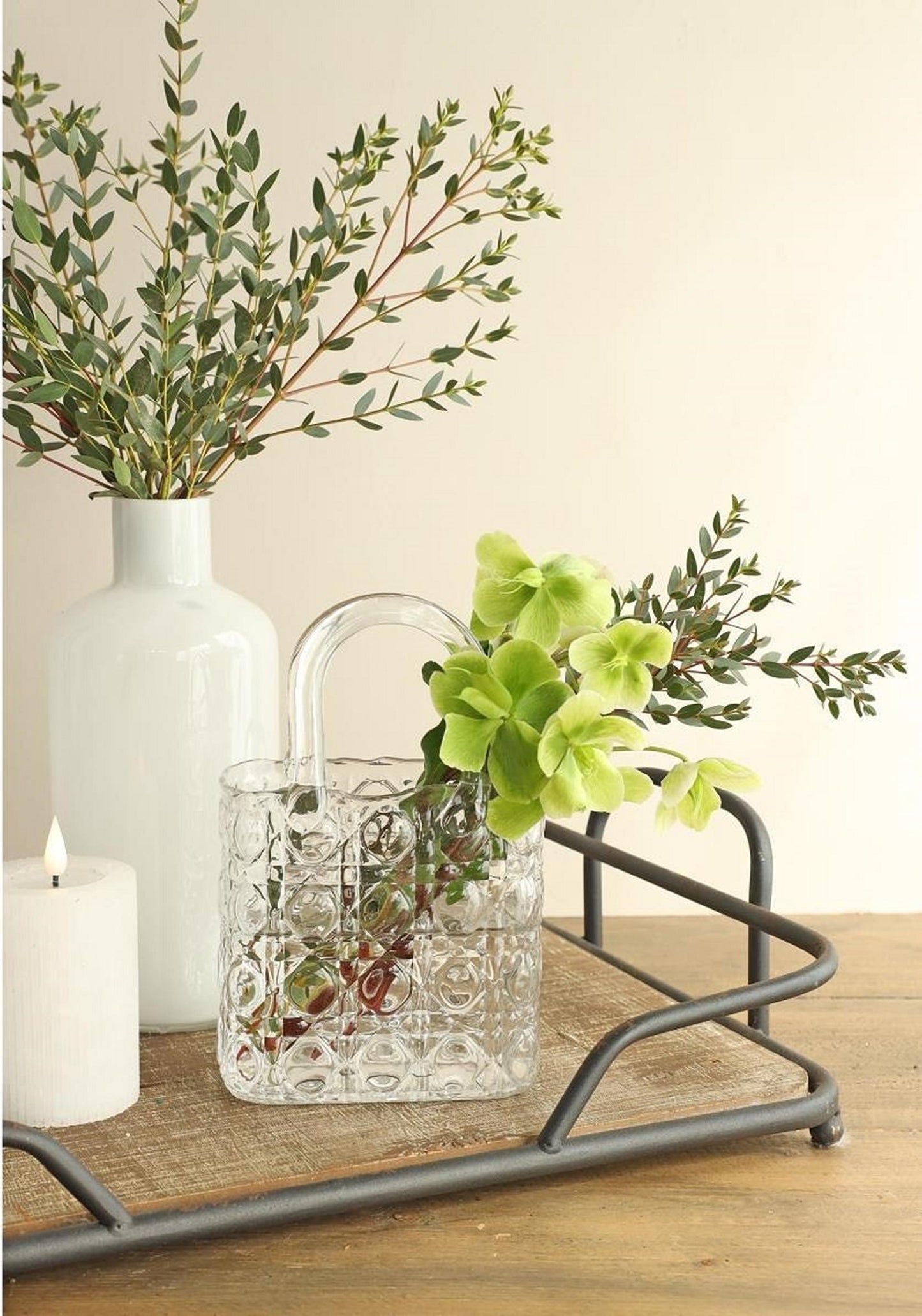 Ideas 4 seasons elysee glazen handtas vaas 14x9,5x22cm