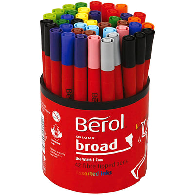 Berol stift, d 10 mm, lijndikte 1-1,7 mm, diverse kleuren, 42 stuk 1 doosje