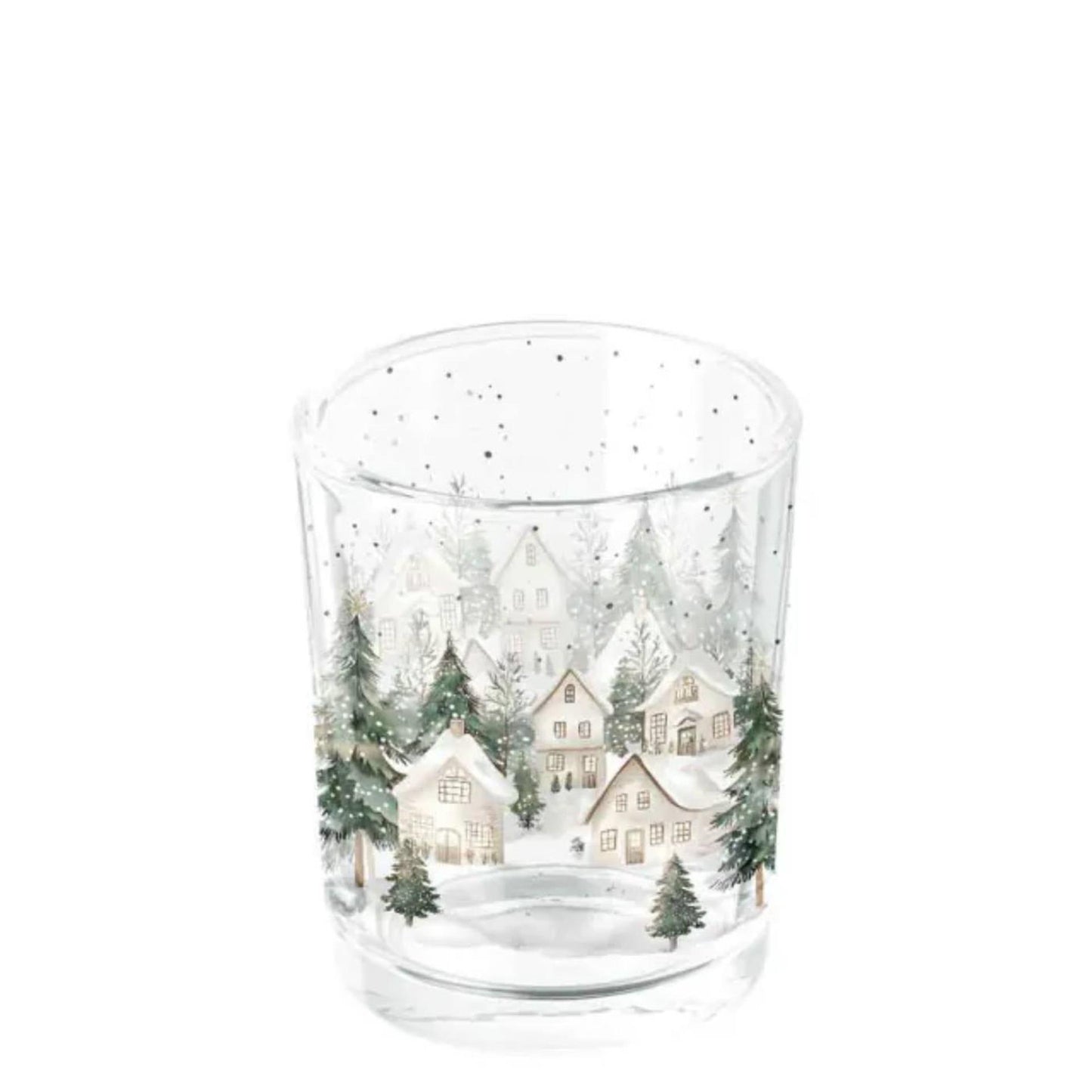 Ambiente theelichthouder snowy houses dia.5,5x6.6cm glas