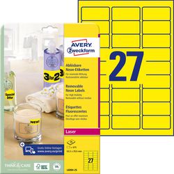 Etiketten avery zweckform 63,5x29,6 geel pak 675 stuks