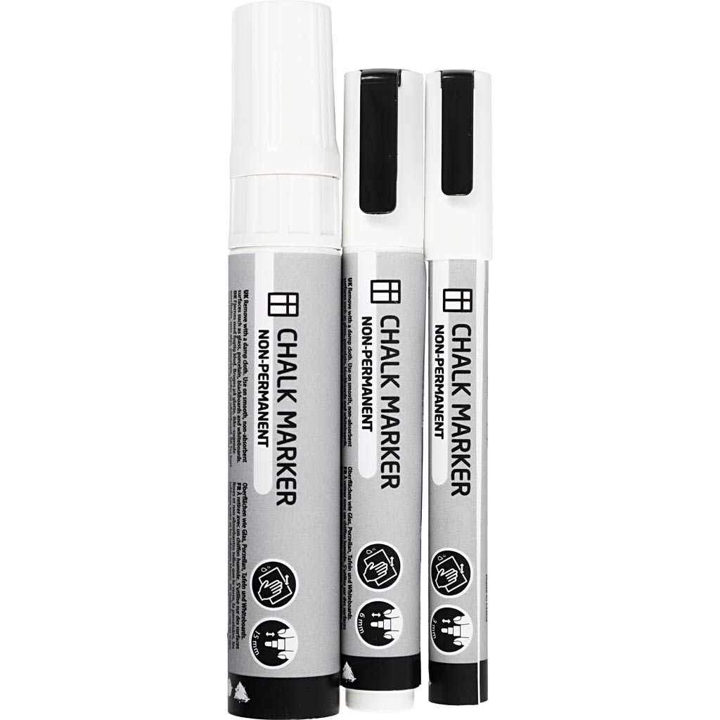 Creativ company krijtstiften, lijndikte 3+6+15 mm, wit, 3 stuk 1 doos