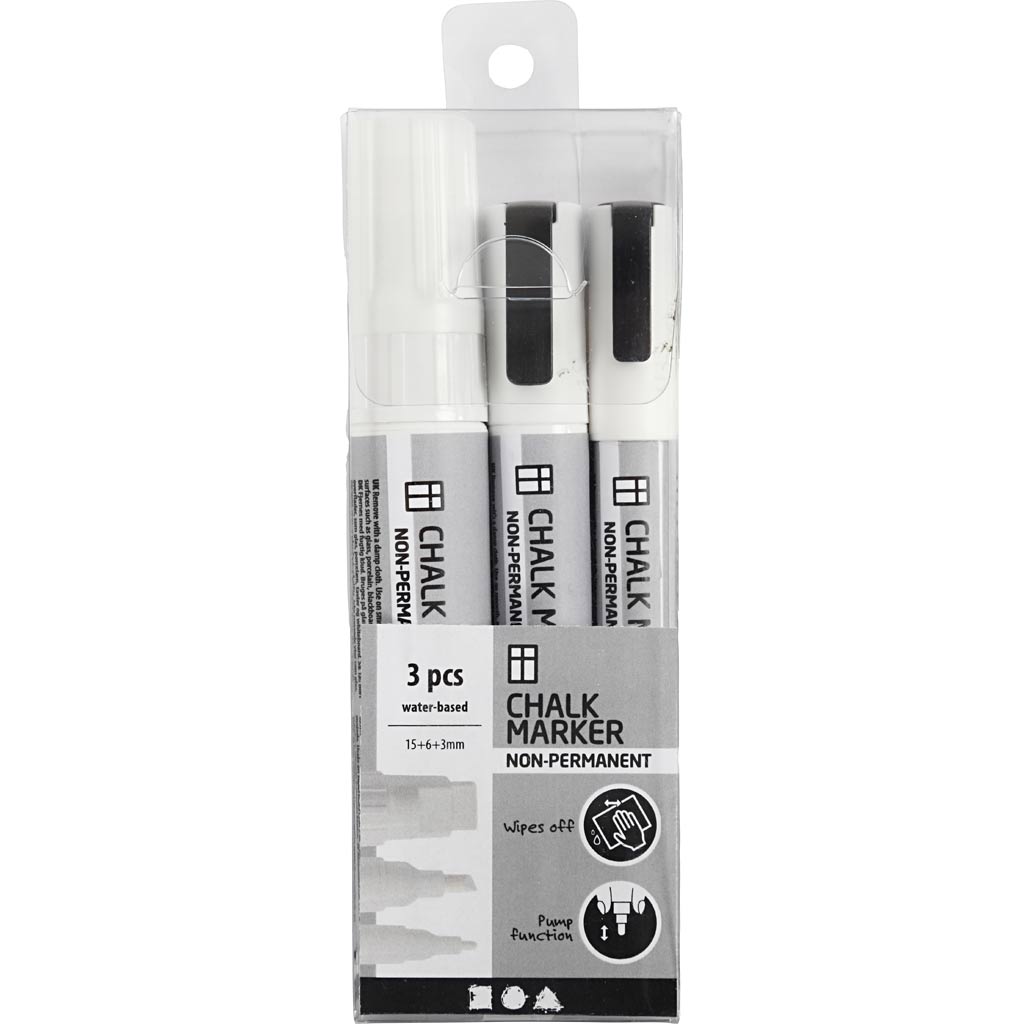 Creativ company cc chalk markers set 3 stuks wit