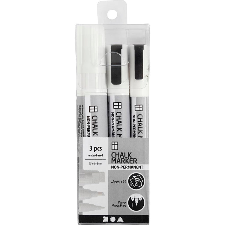 Creativ company cc chalk markers set 3 stuks wit