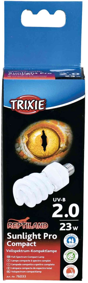 Trixie uv-b lamp - compact 23 watt - 6x6x15.2 cm, uvb uva verlichting voor reptielen en amfibieën
