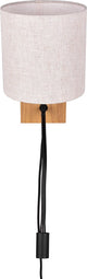 Trio nilam wand lamp met leeslamp - hout naturel - ecru kap