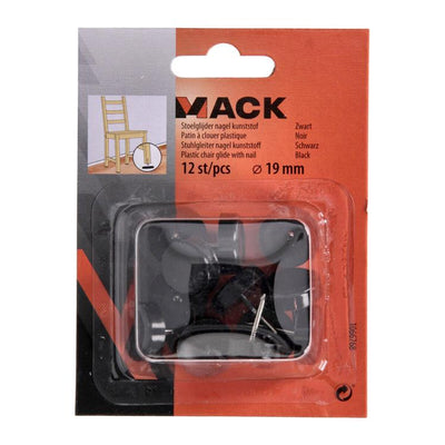 Mack 1066768 - stoelglijder nagel kunststof zwart ø 19 mm 12 st pcs | 6 stuks
