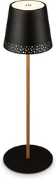 Briloner b.k.licht kiki - tafellamp oplaadbaar - snoerloze lamp - dimbaar - voor buiten en binnen - usb-c - in hoogte verstelbaar - ø12cm - zwart hout