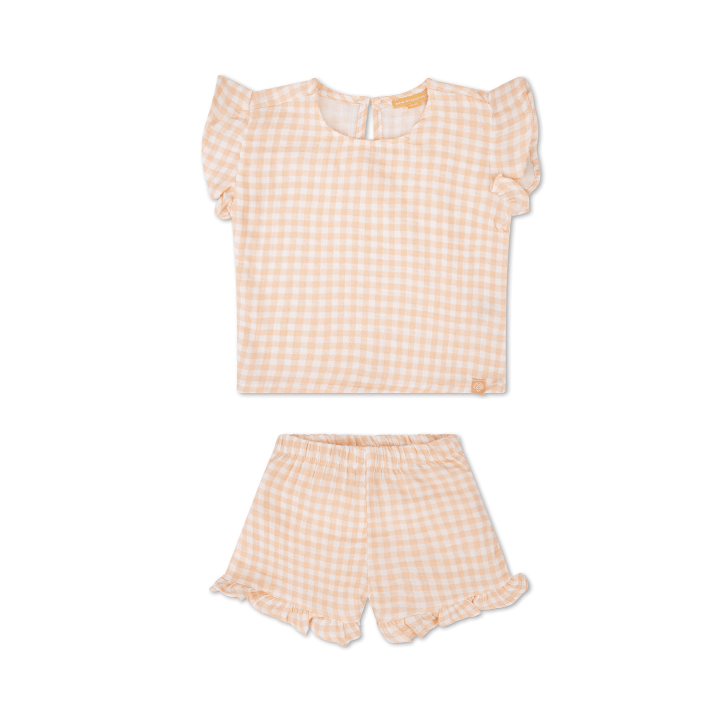 Sunset grid | oranje wit meisjes set strand - muslin